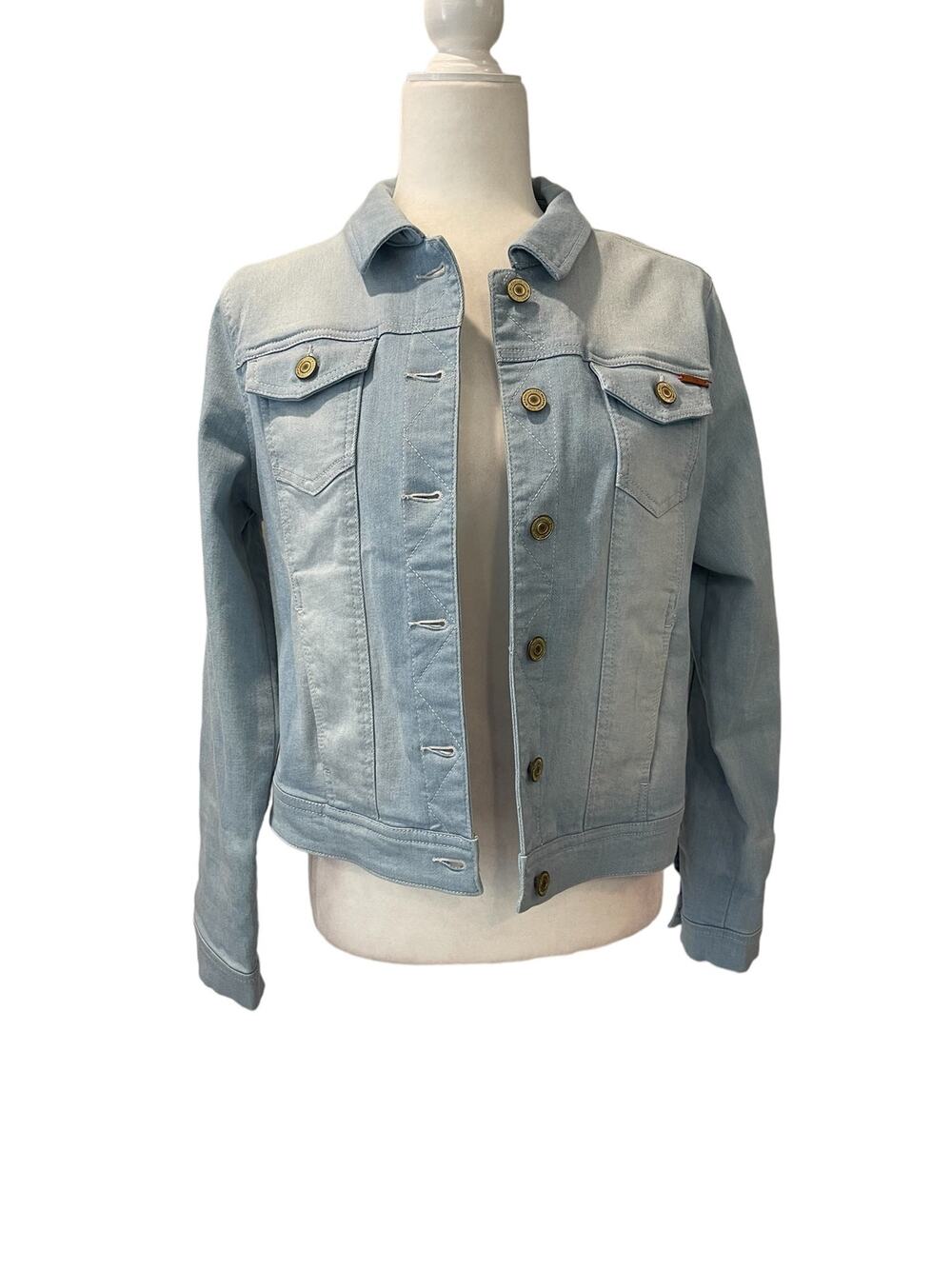 Isaac Mizrahi Live! True Denim Classic Jean Jacket Bleached Indigo Size 4